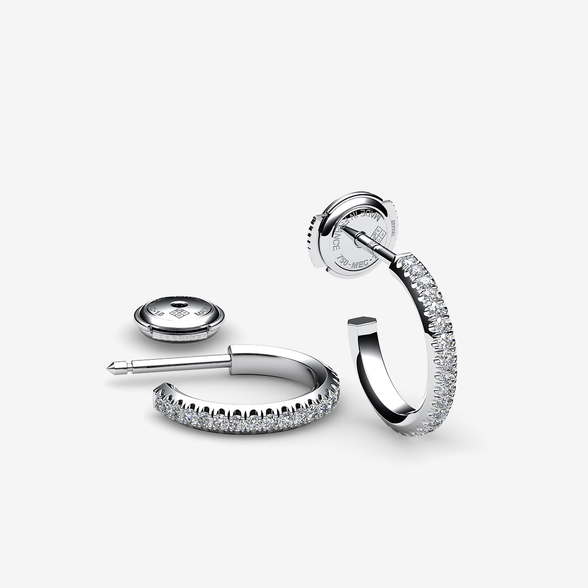 Boucles d'oreilles créoles pavage Diamants Platine 950‰