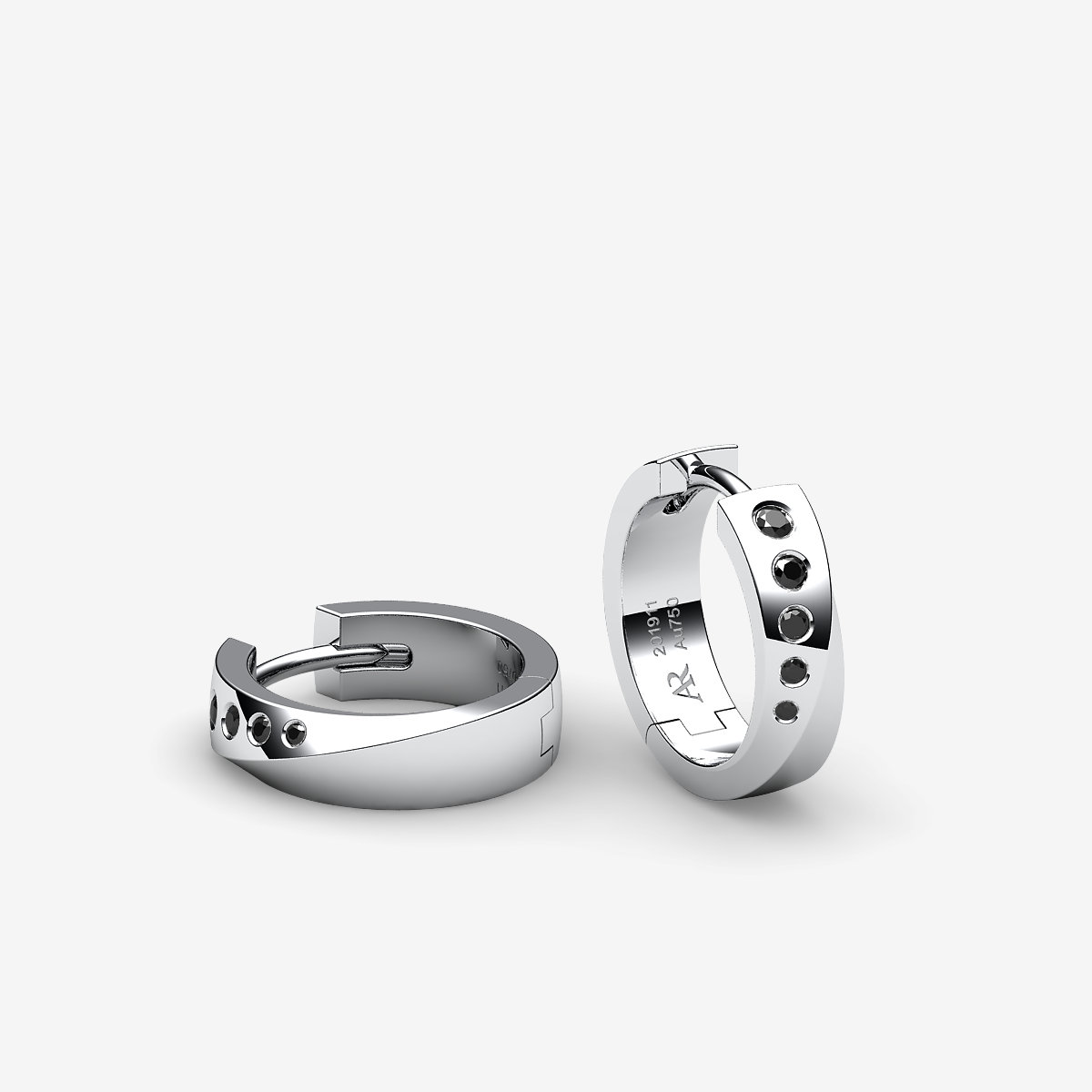 Boucles d'oreilles Diamants noirs Platine 950‰