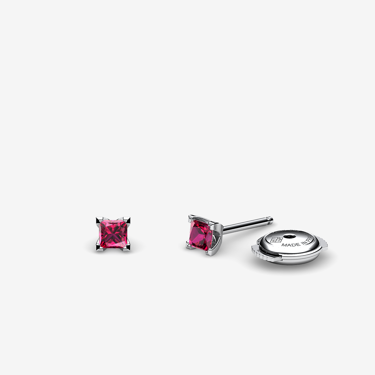 Boucles d'oreilles Rubis Or blanc palladié 18 carats