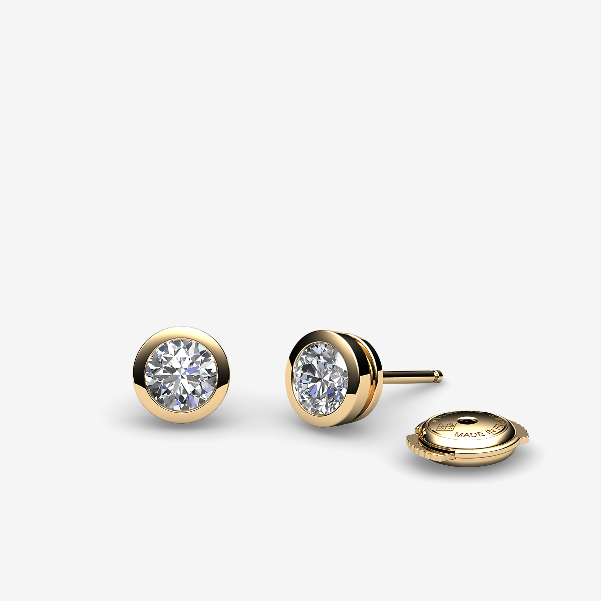 Boucles d'oreilles serti clos Diamants Or jaune 18 carats