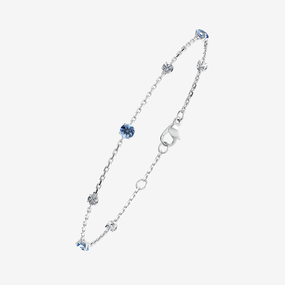 Bracelet Aigues-marines Or blanc palladié 18 carats