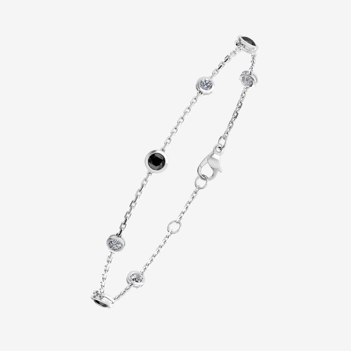 Bracelet Diamants noirs Or blanc palladié 18 carats