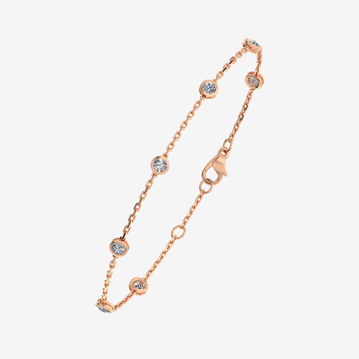 Bracelet Diamants Or rose 18 carats