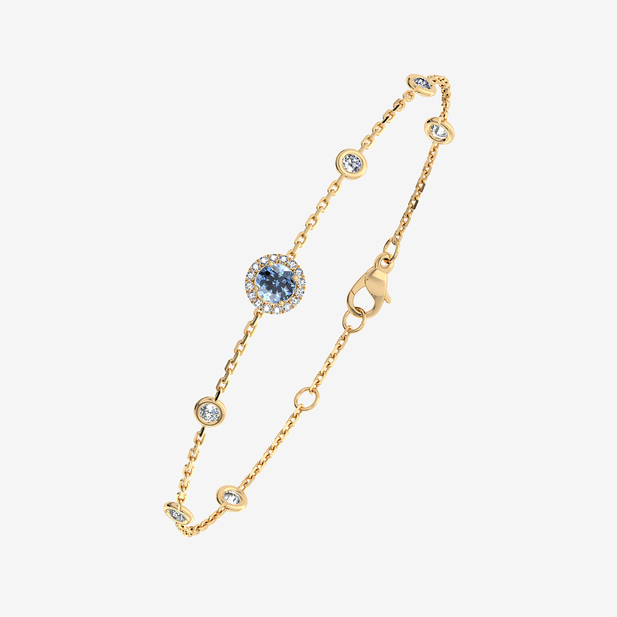 Bracelet entourage Aigue-marine Or jaune 18 carats