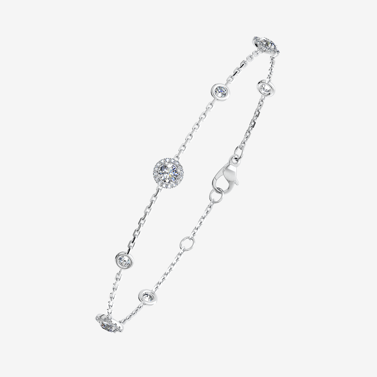 Bracelet entourage Diamant Or blanc palladié 18 carats