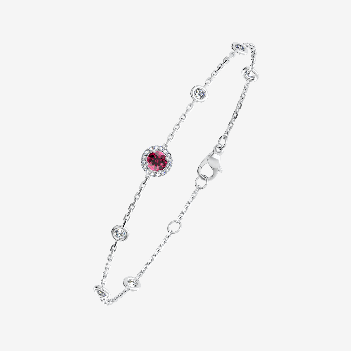 Bracelet entourage Rubis Or blanc palladié 18 carats
