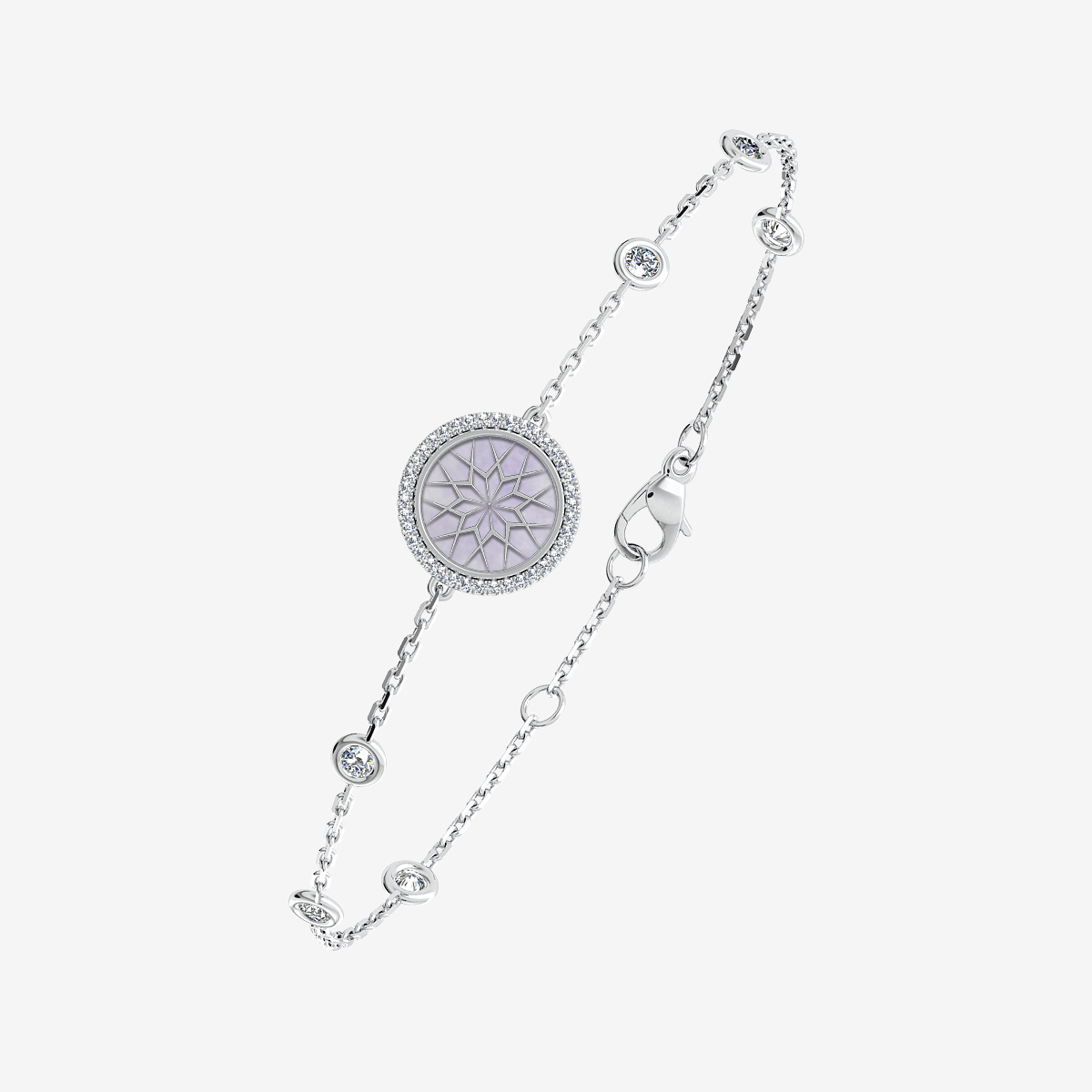 Bracelet Jade lavande Or blanc palladié 18 carats