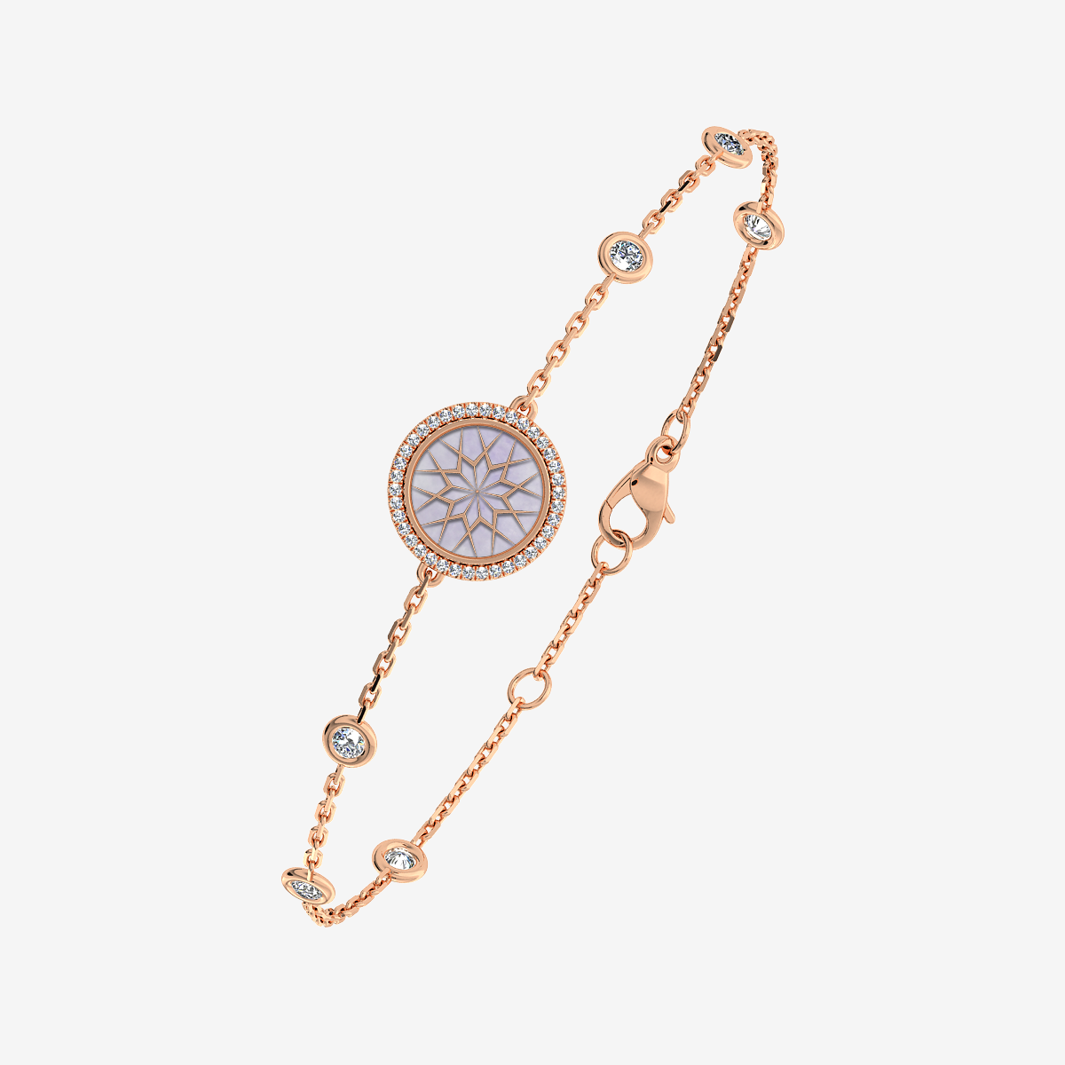 Bracelet Jade lavande Or rose 18 carats