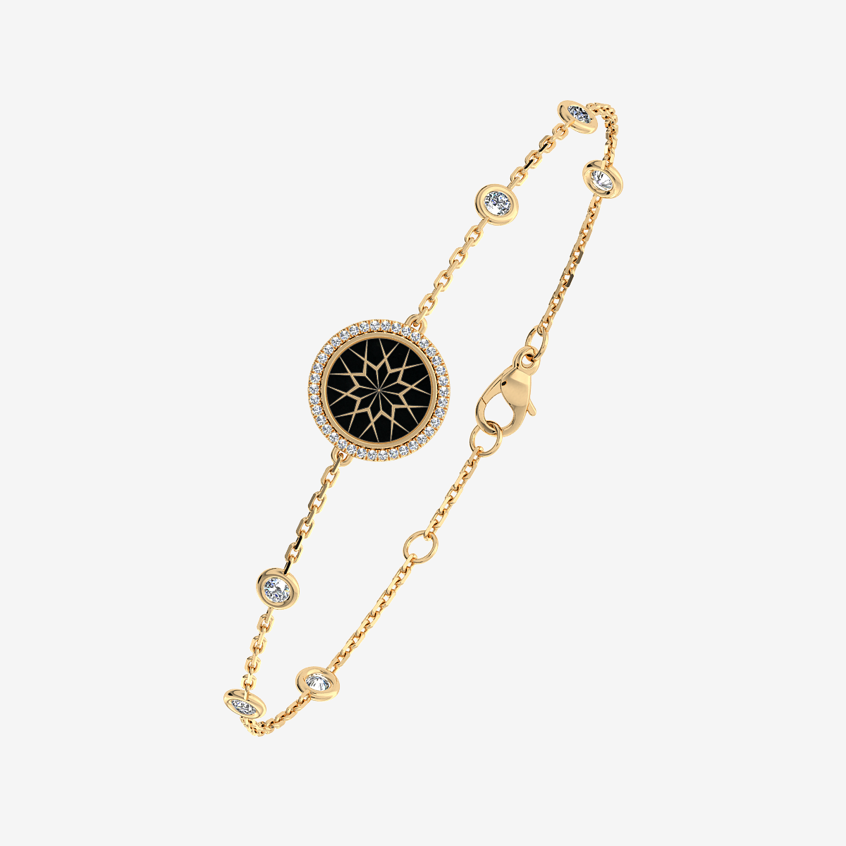 Bracelet Jade noir Or jaune 18 carats