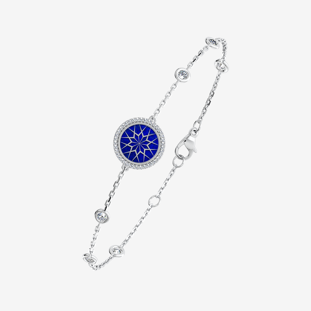 Bracelet Lapis Lazuli Or blanc palladié 18 carats
