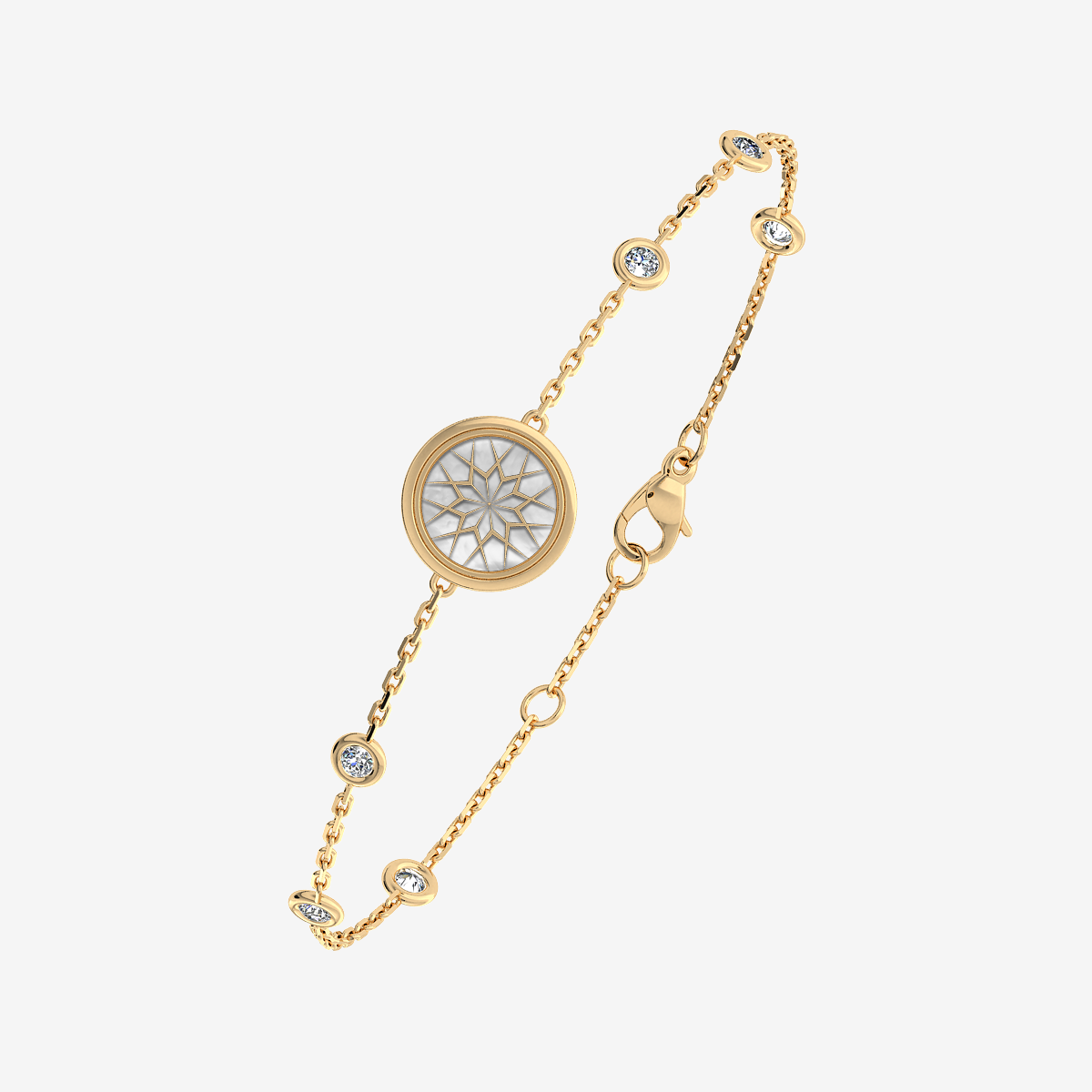 Bracelet Nacre blanche perlée Or jaune 18 carats