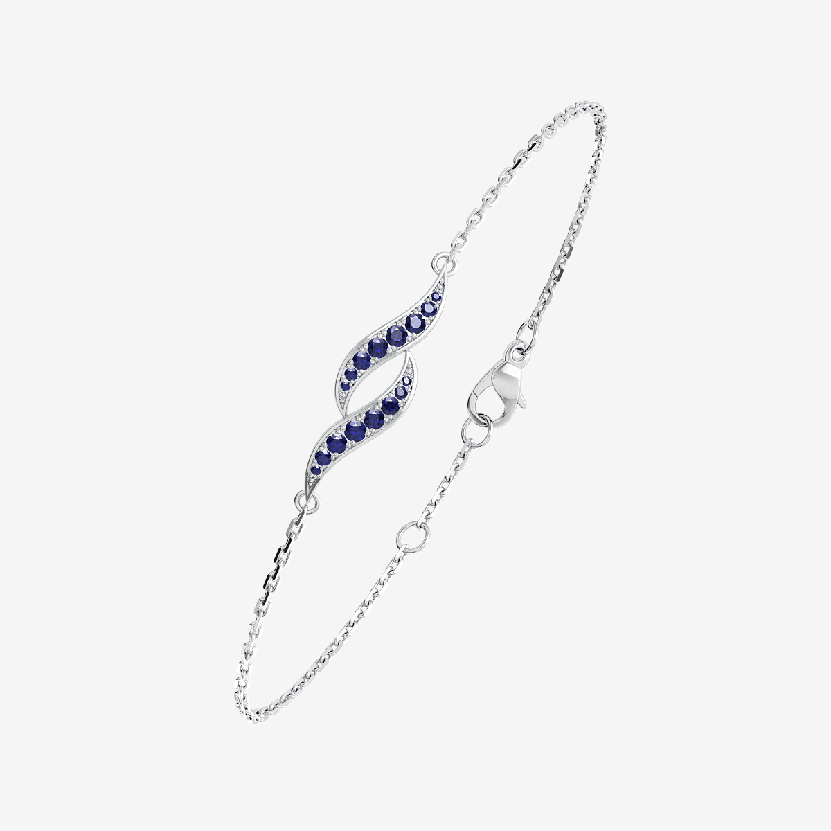 Bracelet Saphirs bleus Or blanc palladié 18 carats
