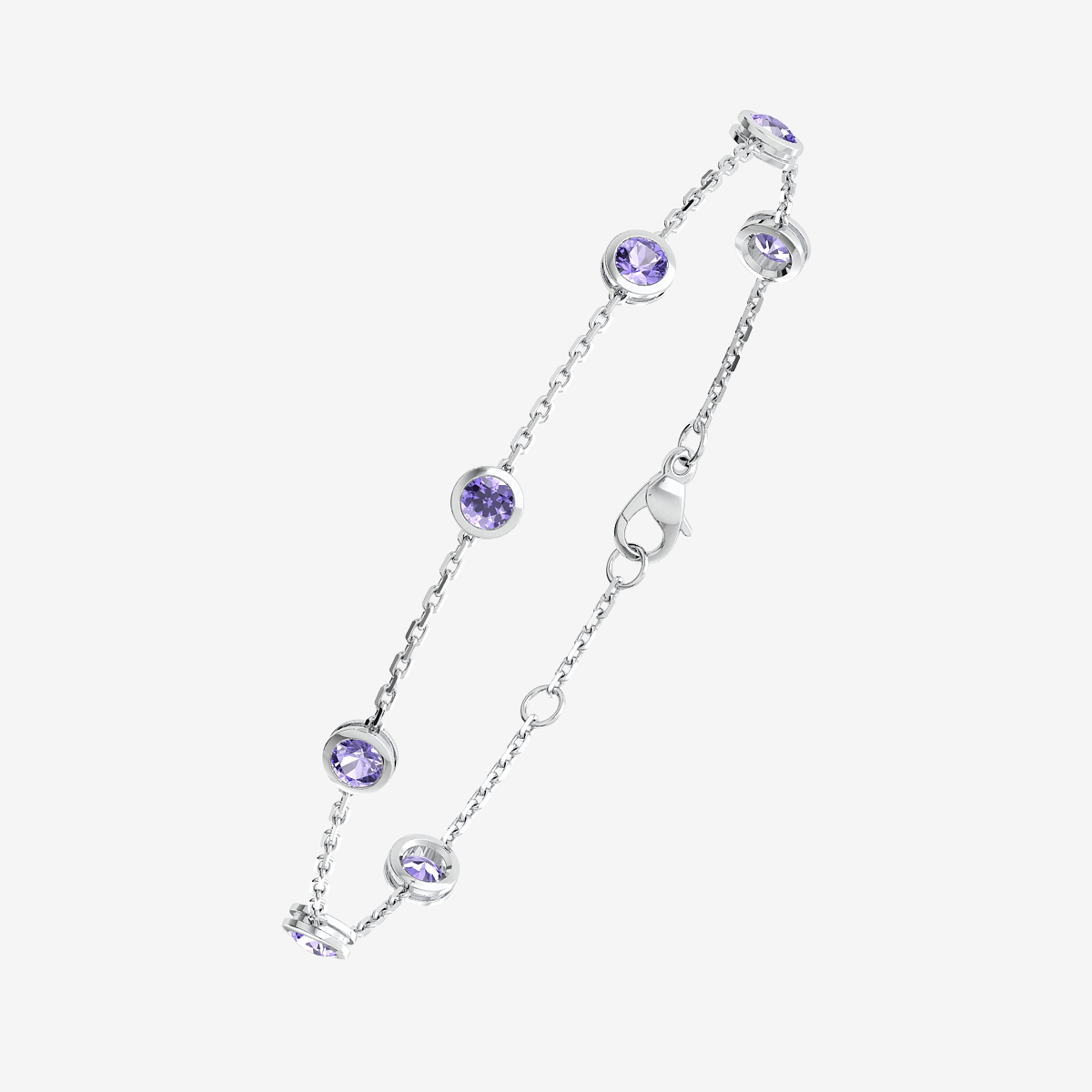 Bracelet Tanzanites Or blanc palladié 18 carats
