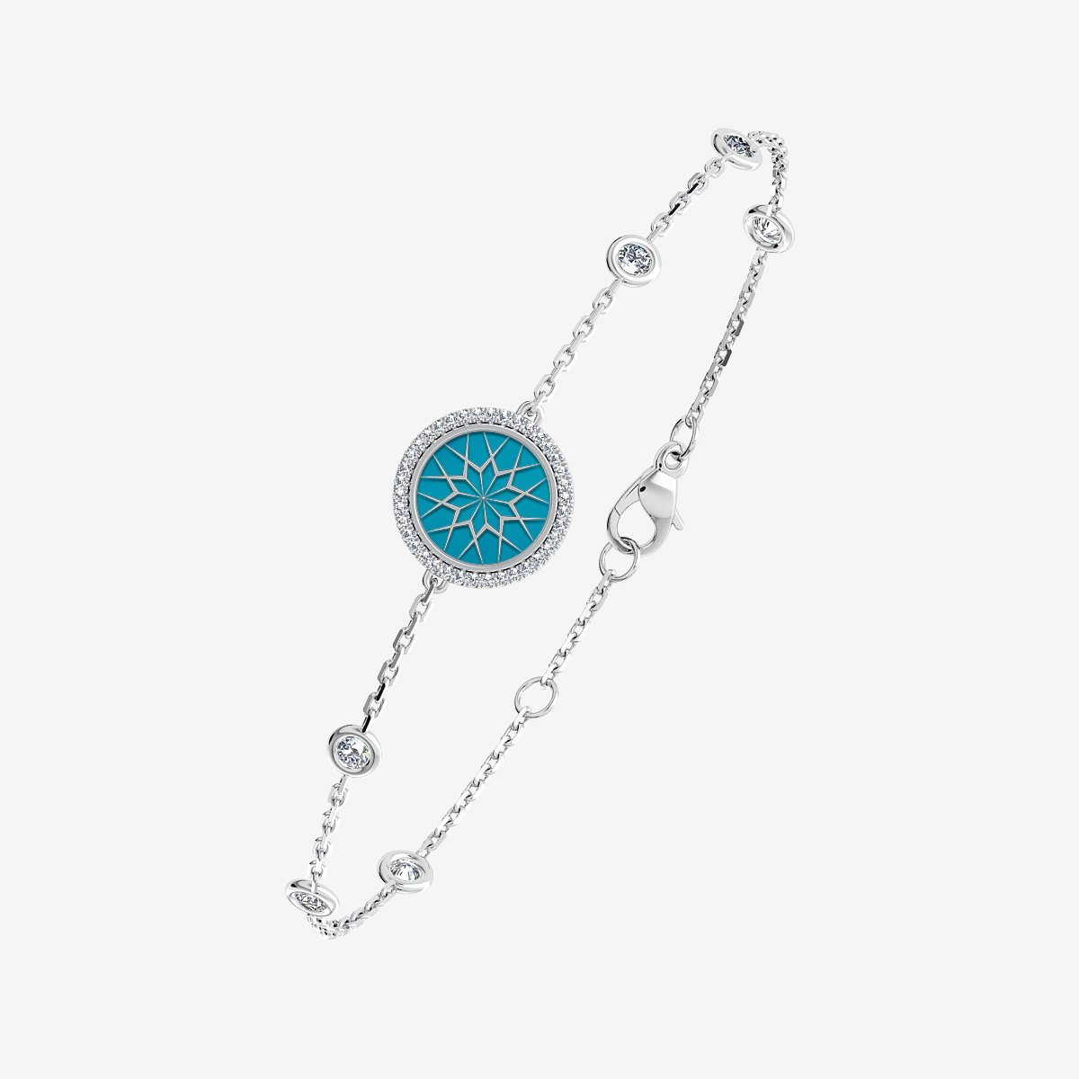 Bracelet Turquoise Or blanc palladié 18 carats