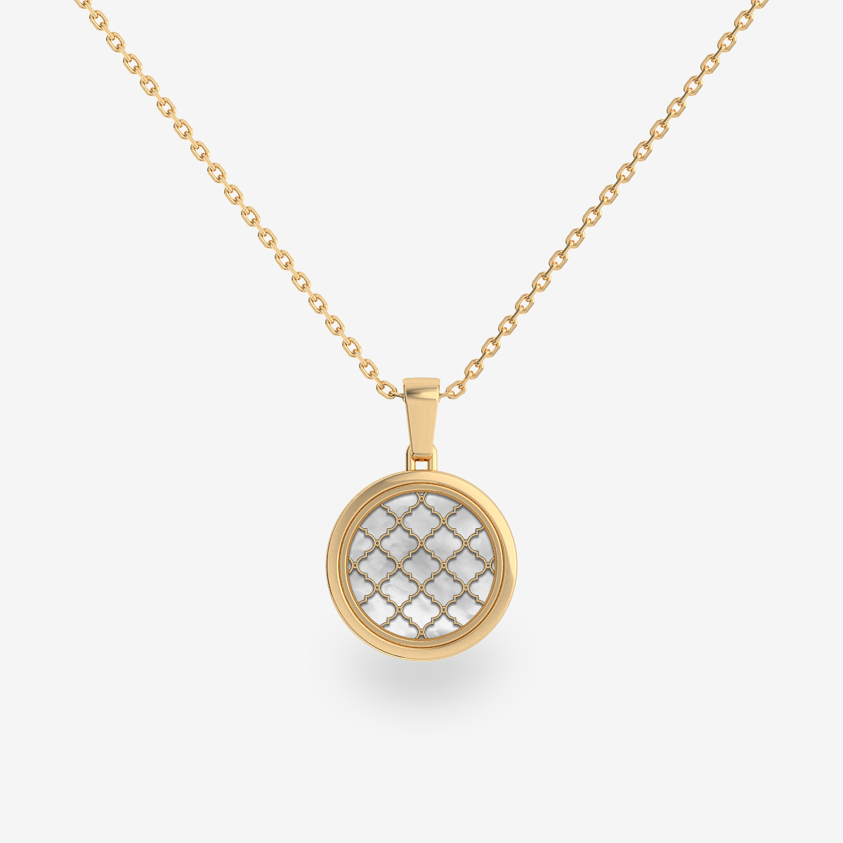 Pendentif double face Nacre blanche perlée et Onyx noir Or jaune 18 carats