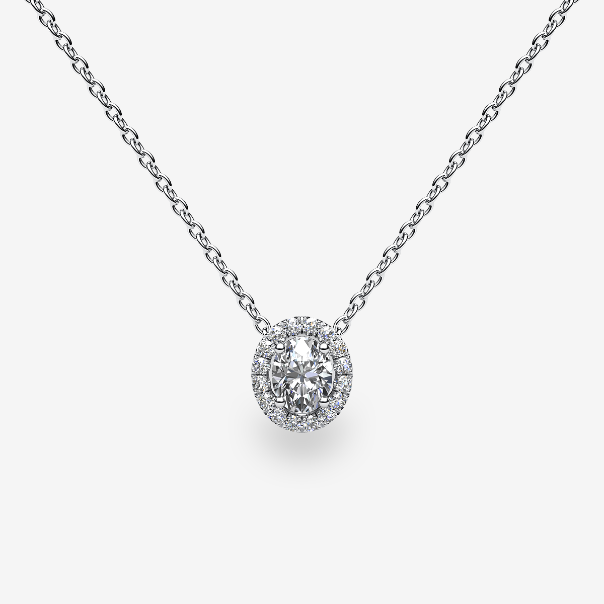 Pendentif entourage Diamant Or blanc palladié 18 carats