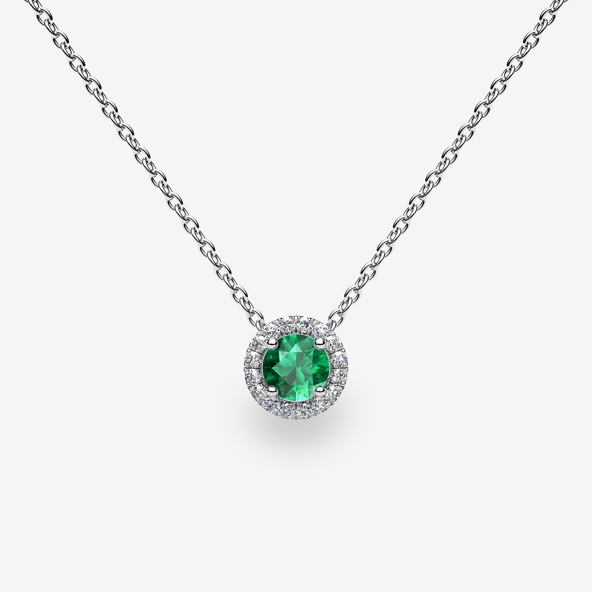 Pendentif entourage Émeraude Platine 950‰