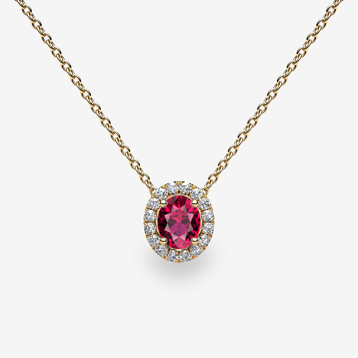 Pendentif entourage Rubis Or jaune 18 carats