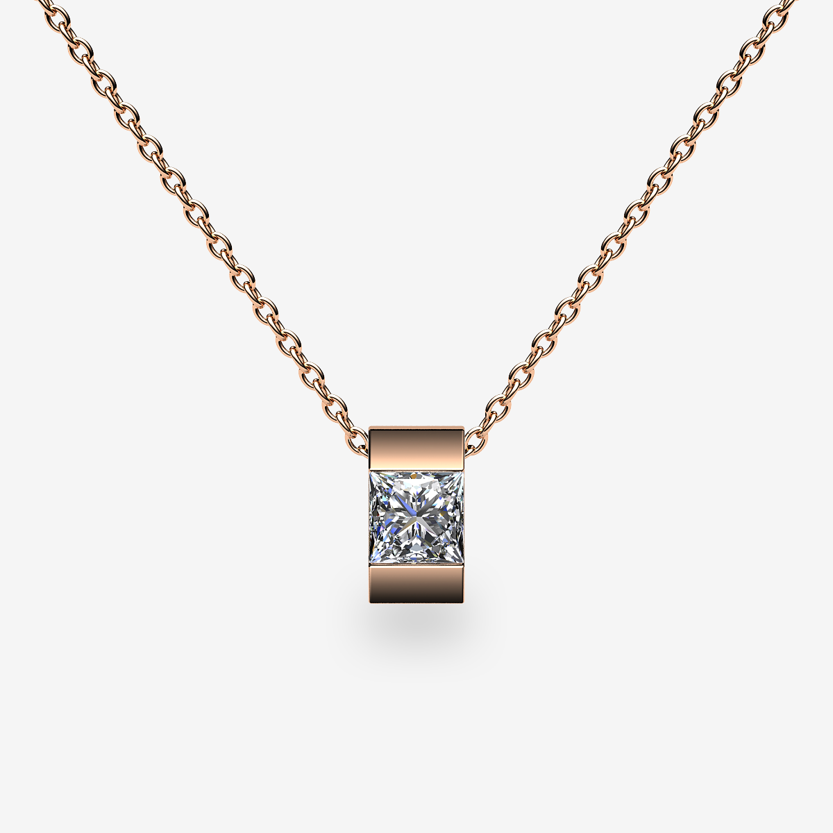 Pendentif serti barrette Diamant Or rose 18 carats