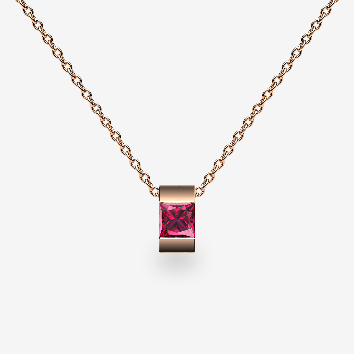 Pendentif serti barrette Rubis Or rose 18 carats