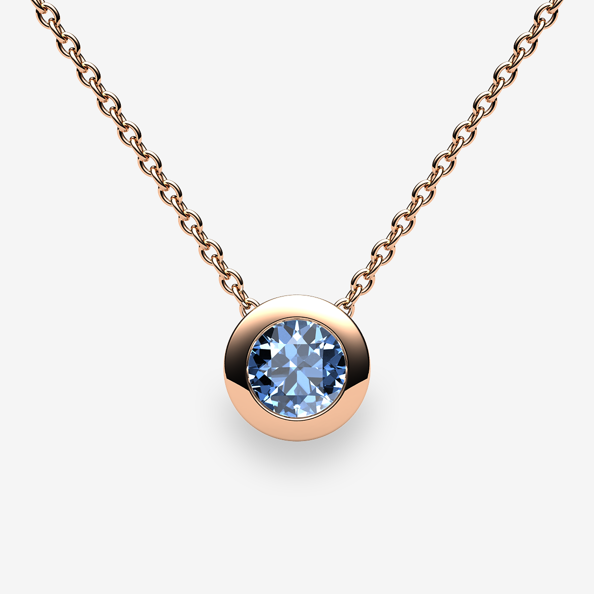 Pendentif serti clos Aigue-marine Or rose 18 carats