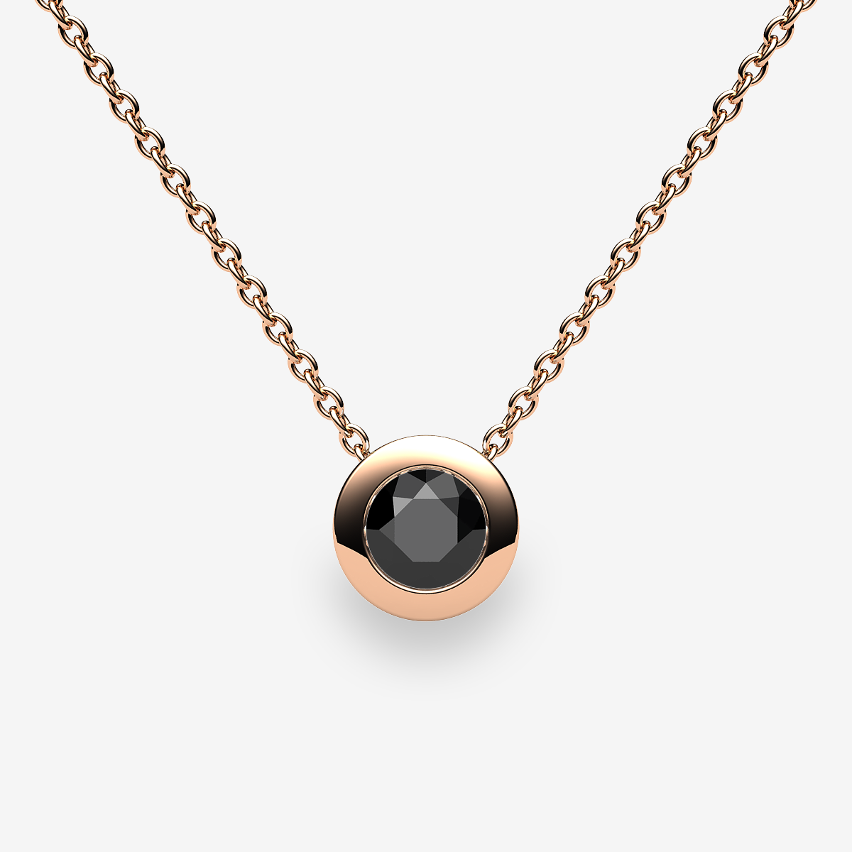 Pendentif serti clos Diamant noir Or rose 18 carats