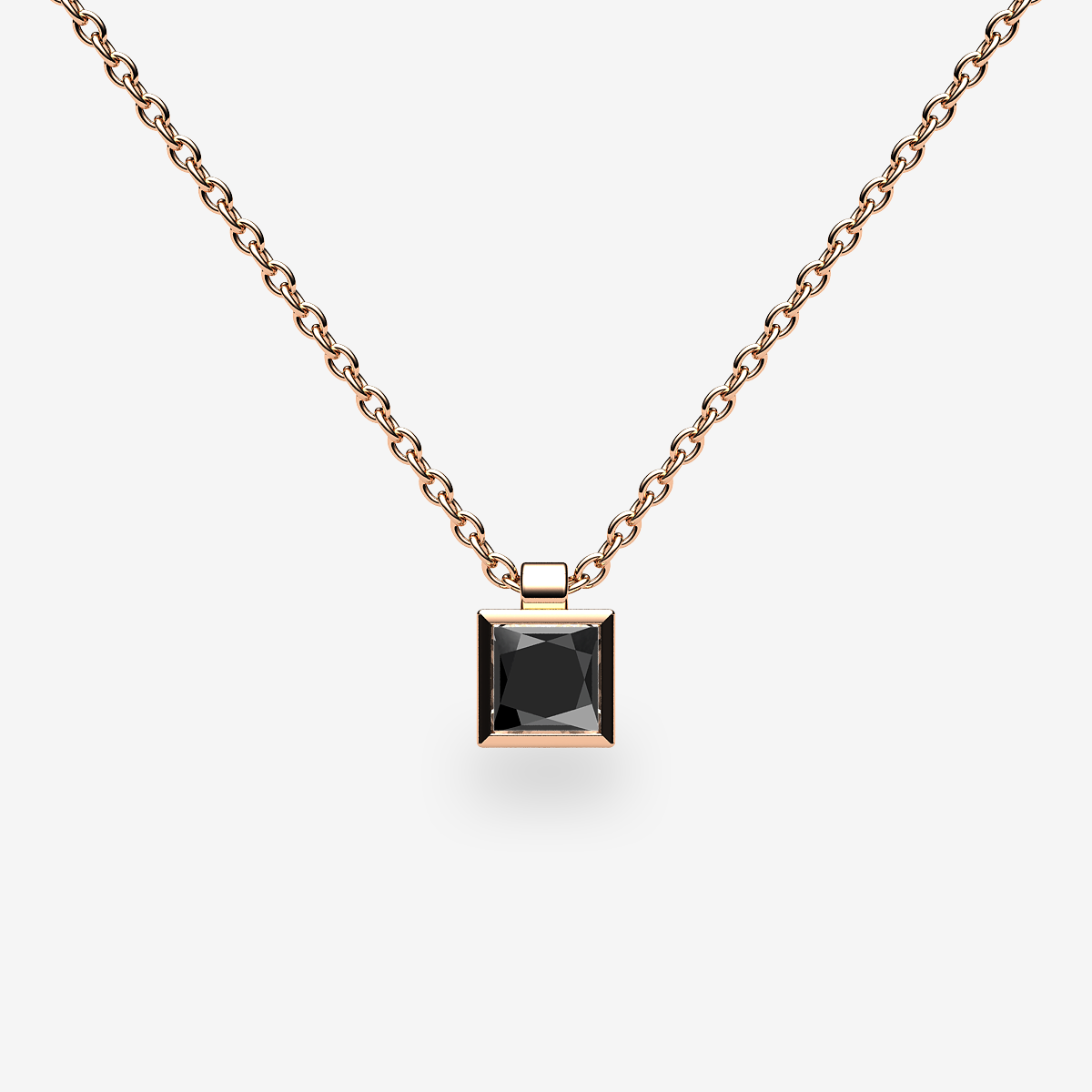 Pendentif serti clos Diamant noir Or rose 18 carats
