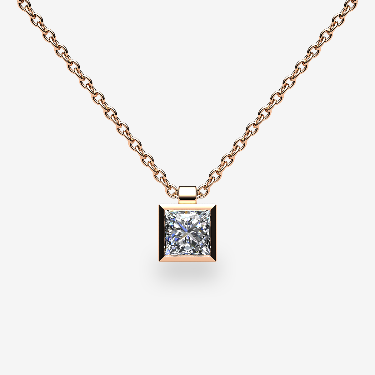 Pendentif serti clos Diamant Or rose 18 carats