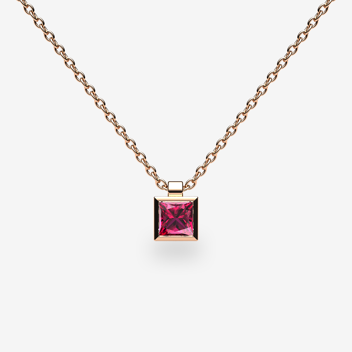 Pendentif serti clos Rubis Or rose 18 carats
