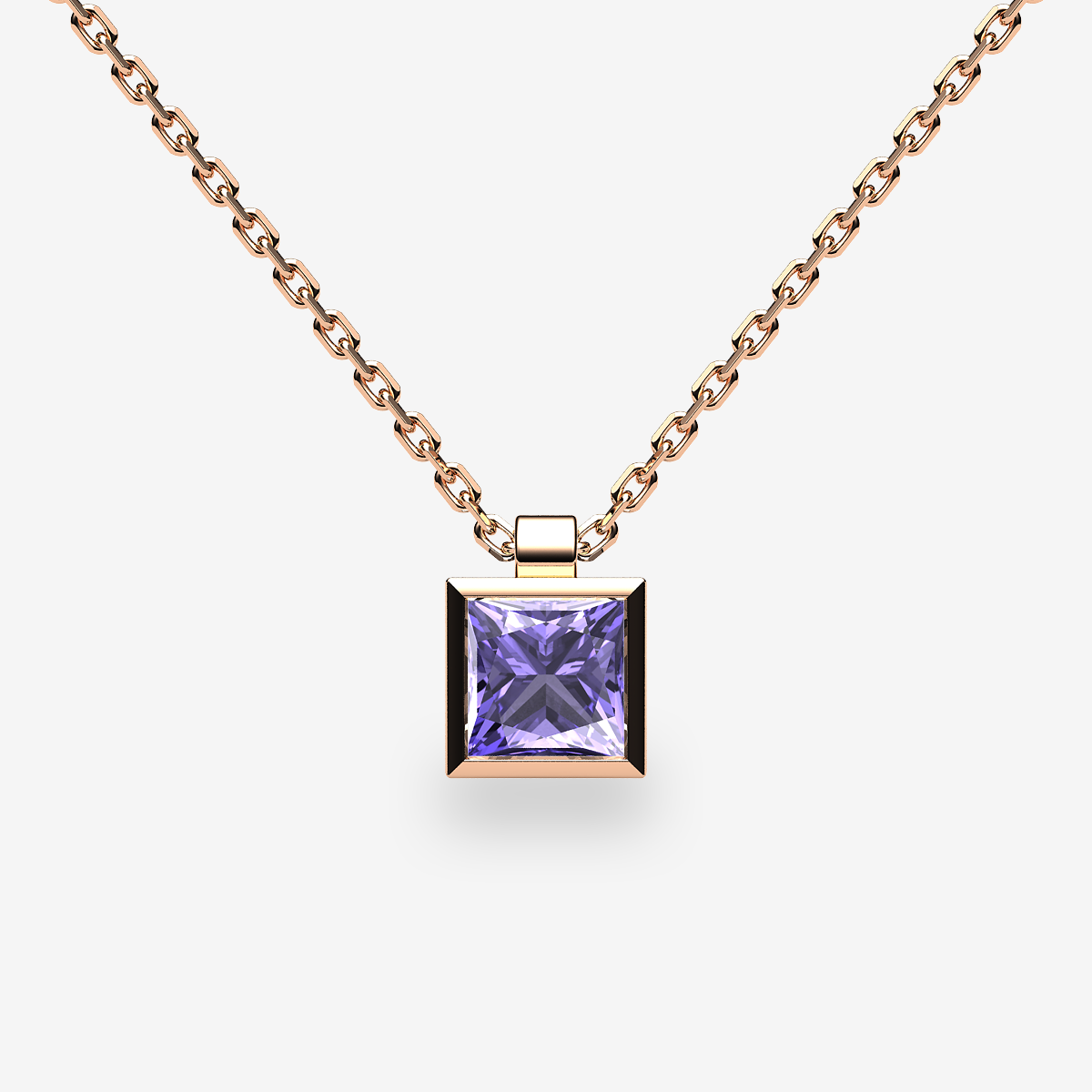 Pendentif serti clos Tanzanite Or rose 18 carats