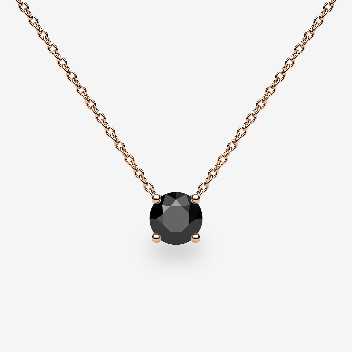 Pendentif serti griffes Diamant noir Or rose 18 carats
