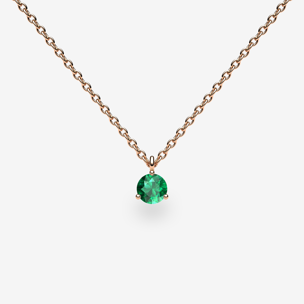 Pendentif serti griffes Émeraude Or rose 18 carats