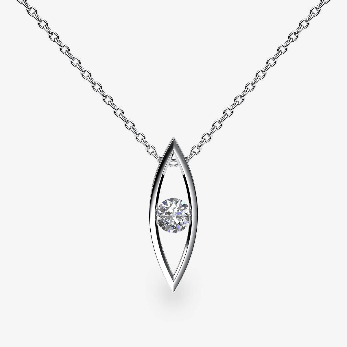 Pendentif serti rail Diamant Or blanc palladié 18 carats