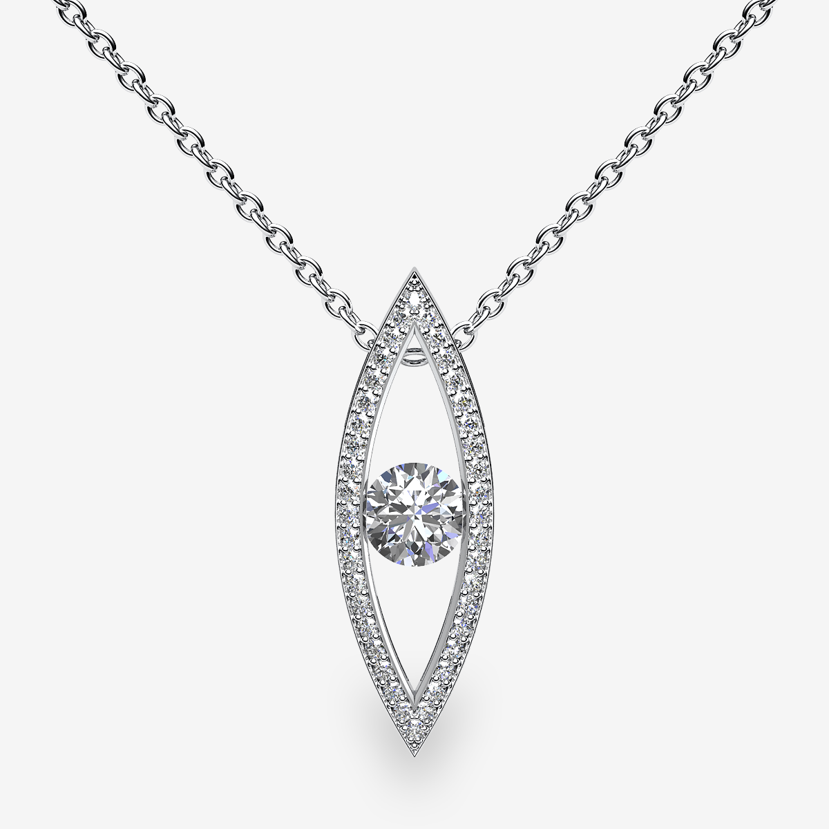 Pendentif serti rail Diamant Platine 950‰