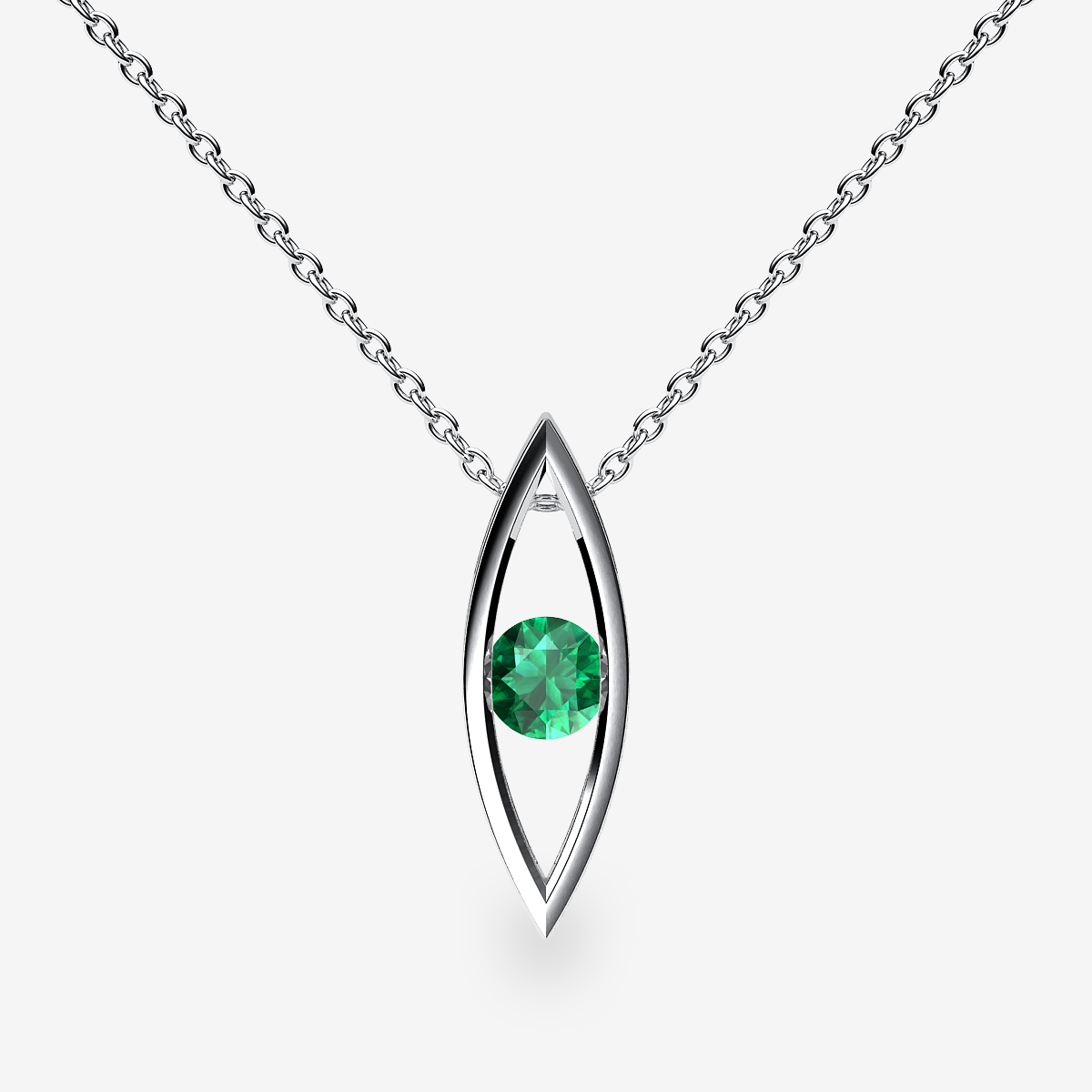 Pendentif serti rail Émeraude Platine 950‰