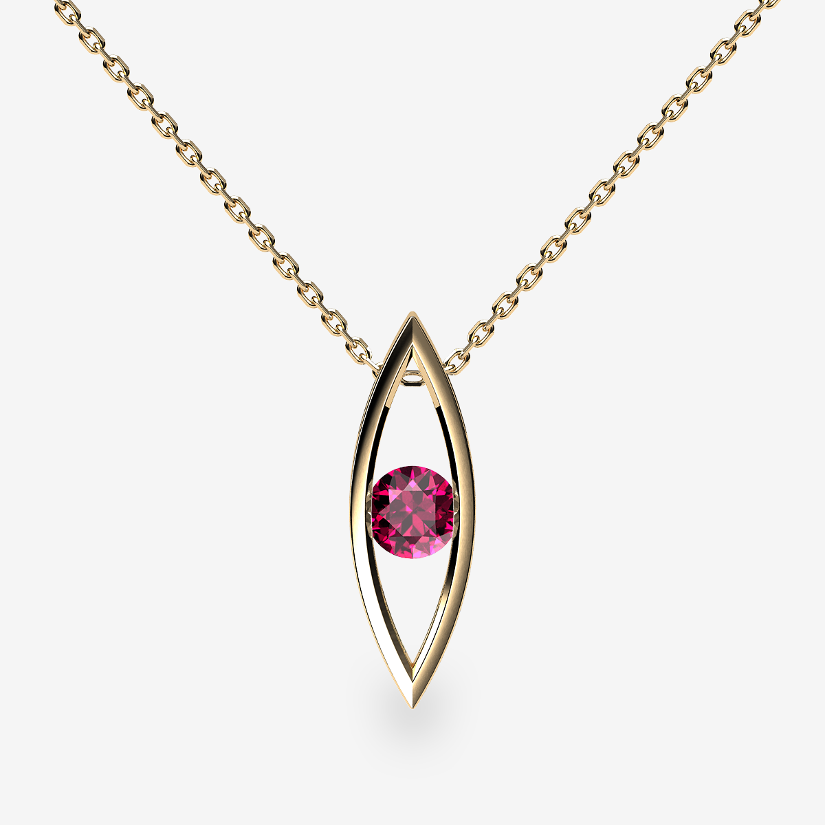 Pendentif serti rail Rubis Or jaune 18 carats