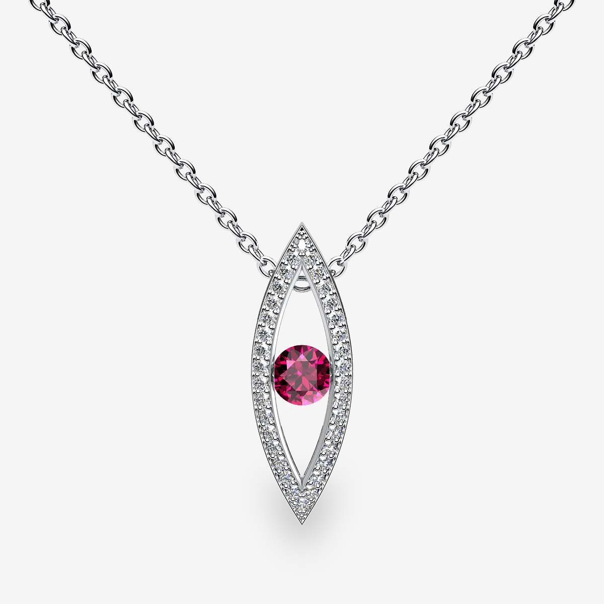Pendentif serti rail Rubis Platine 950‰