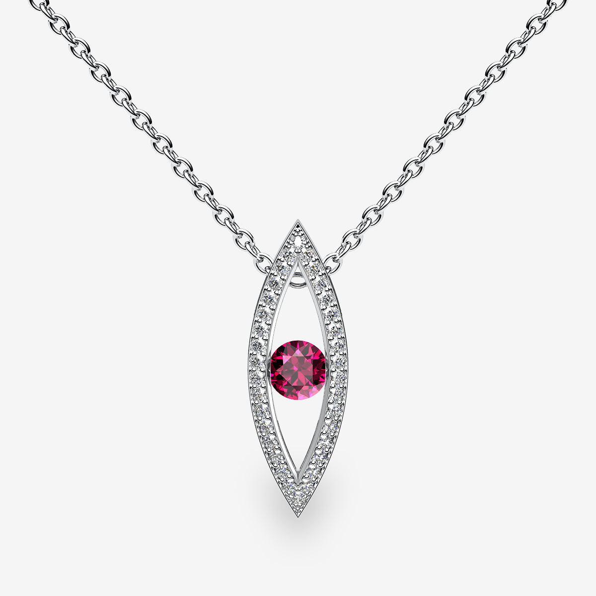 Pendentif serti rail Rubis Platine 950‰