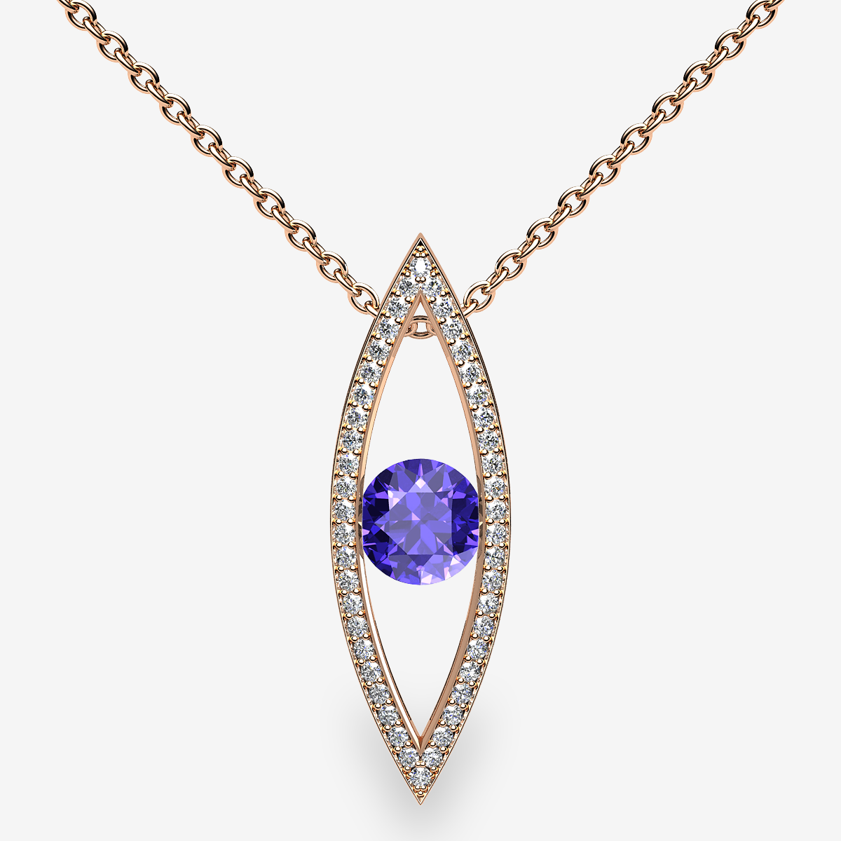 Pendentif serti rail Tanzanite Or rose 18 carats