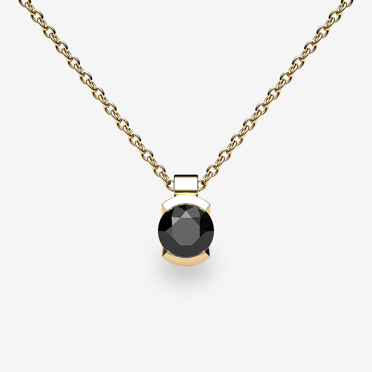 Pendentif serti semi-clos Diamant noir Or jaune 18 carats