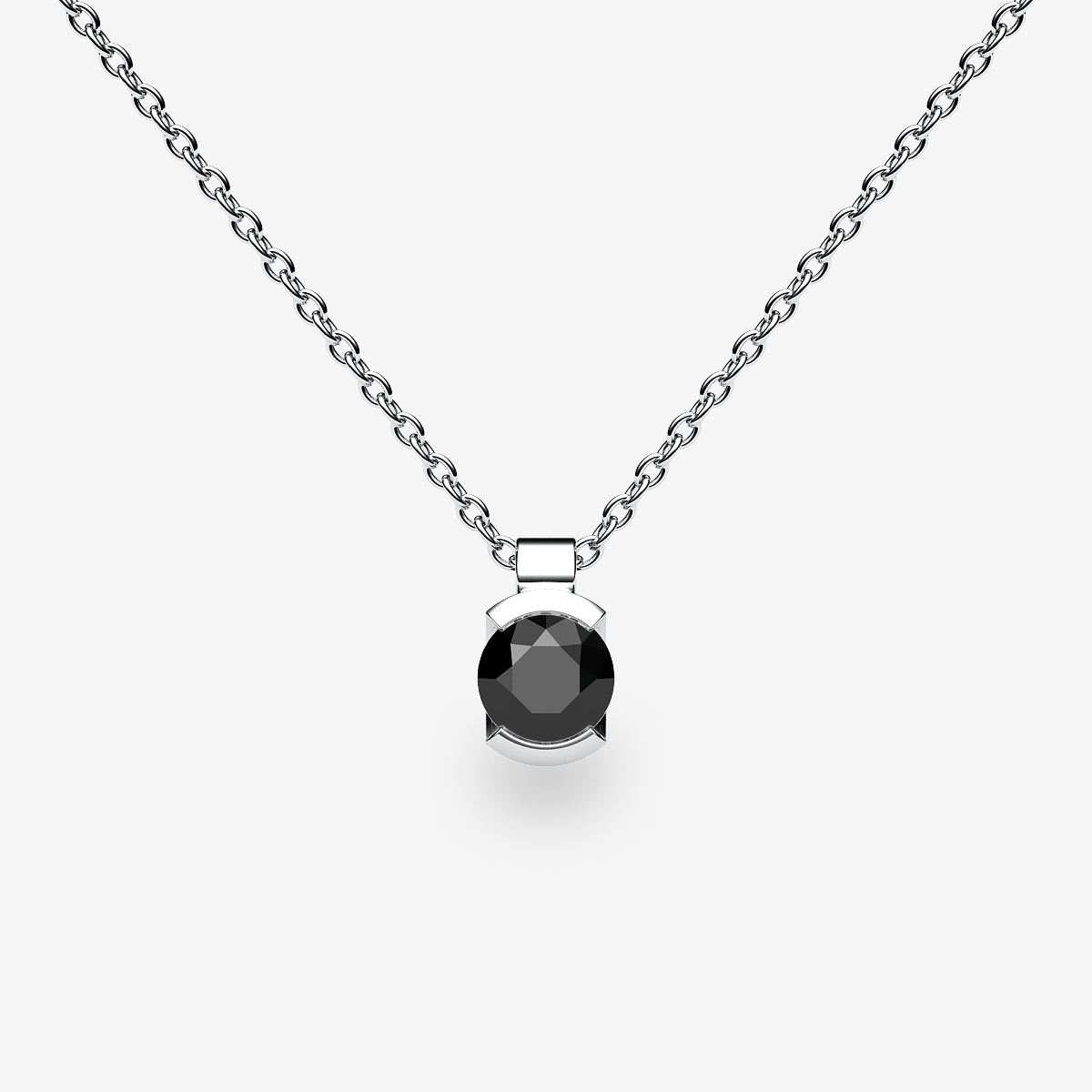 Pendentif serti semi-clos Diamant noir Platine 950‰