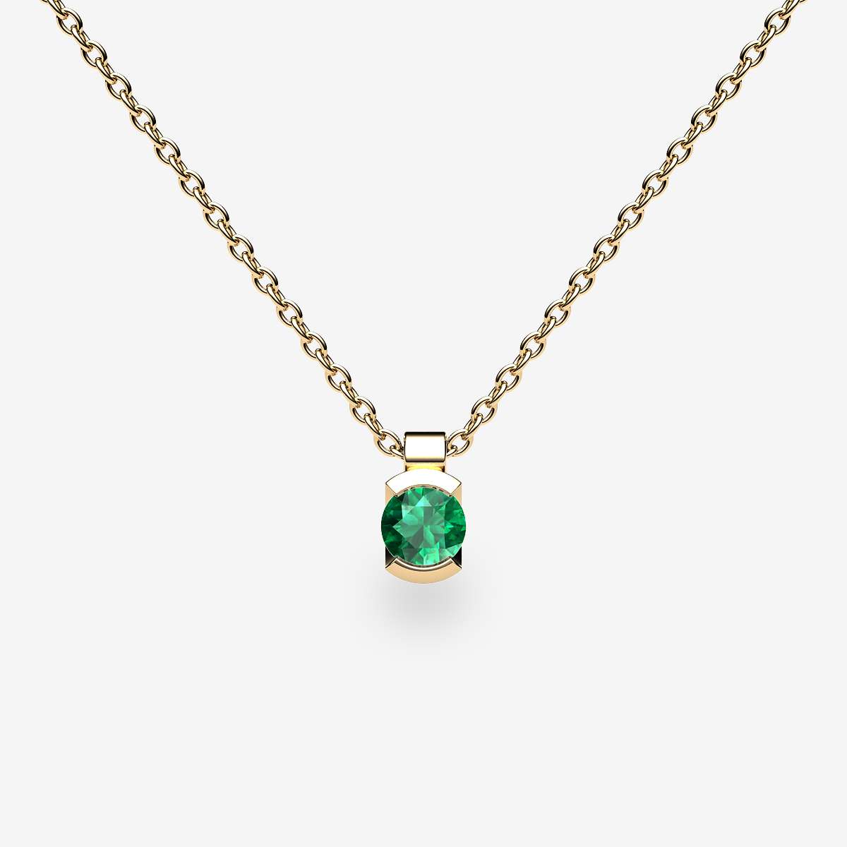 Pendentif serti semi-clos Émeraude Or jaune 18 carats