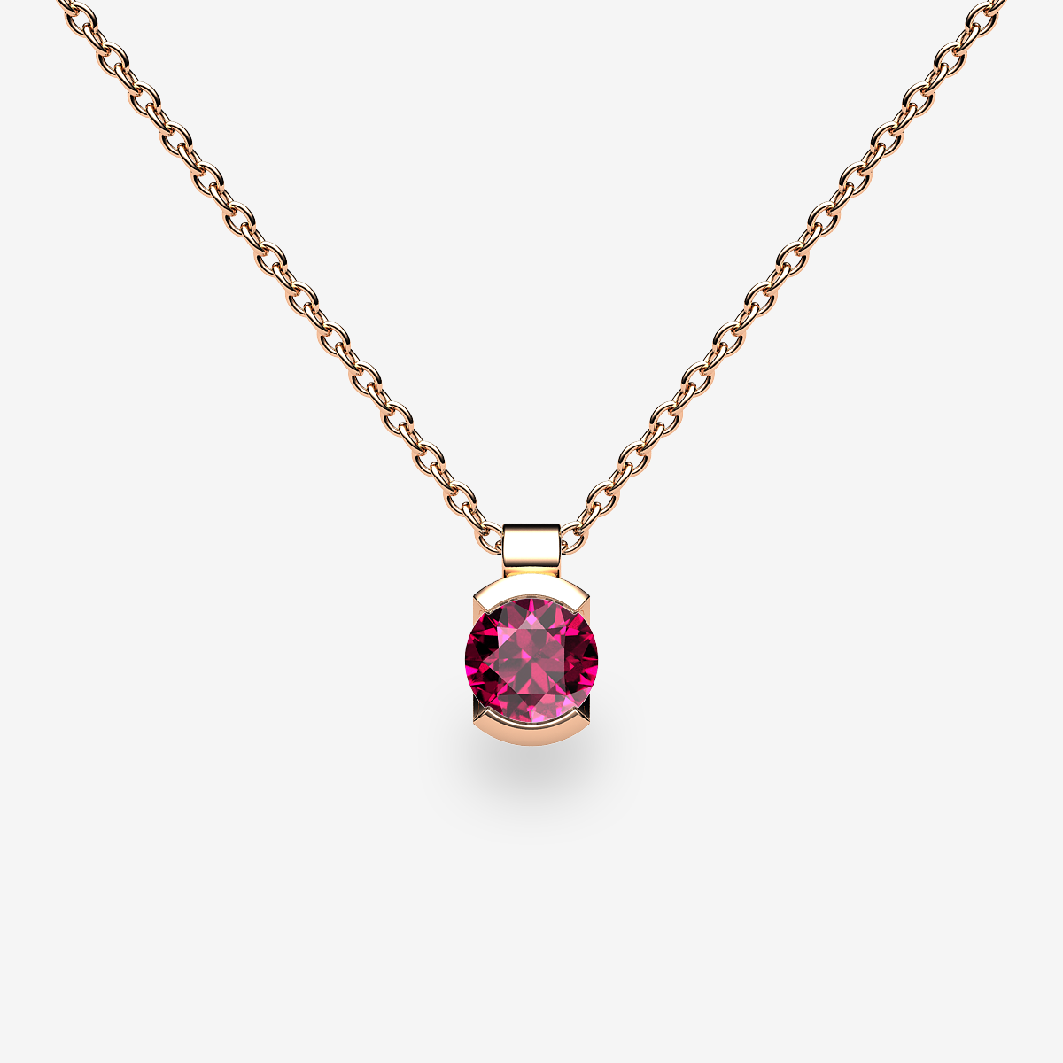 Pendentif serti semi-clos Rubis Or rose 18 carats