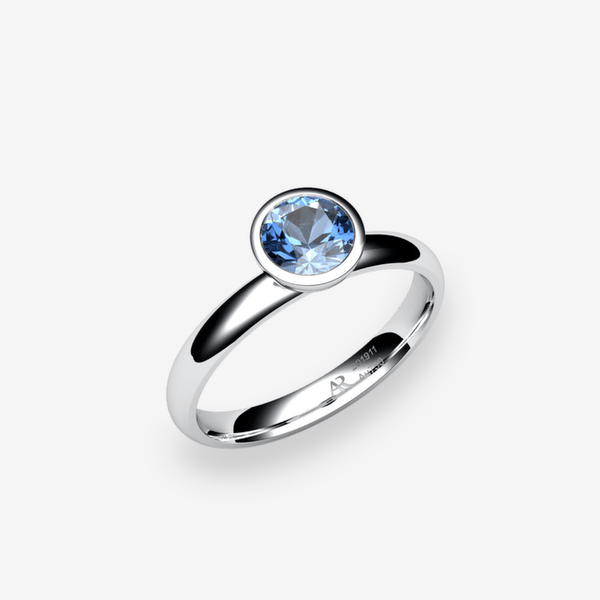 Melody Platinum 950‰ Aquamarine bezel set ring