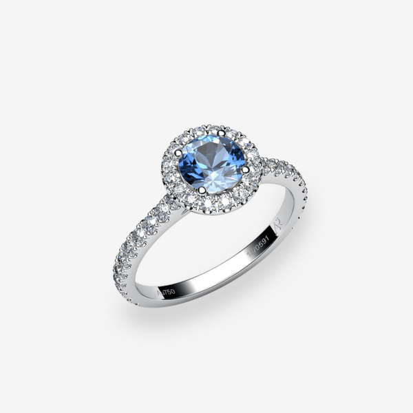 Tenderness Platinum 950‰ Aquamarine halo engagement ring