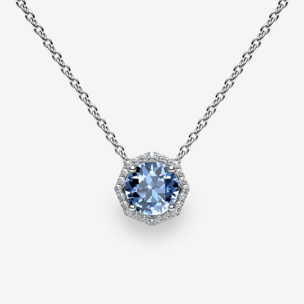 Grace Platinum 950‰ Aquamarine halo pendant