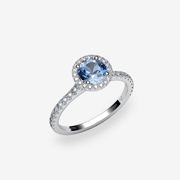 Grace Platinum 950‰ Aquamarine halo ring