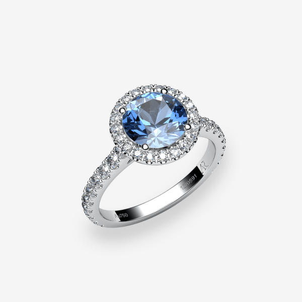 Tenderness Platinum 950‰ Aquamarine halo ring
