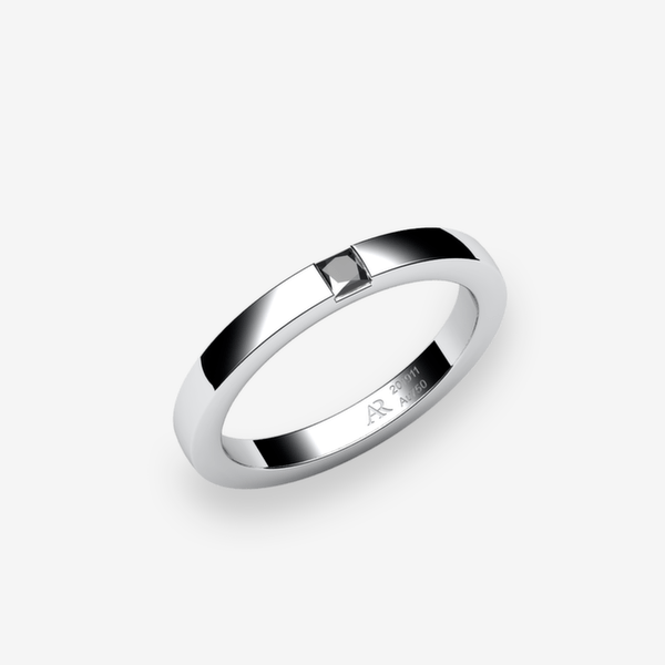 Zayane Platinum 950‰ Black Diamond bar set ring