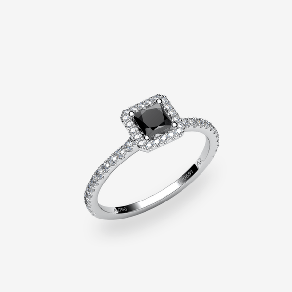 Grace Platinum 950‰ Black Diamond halo ring